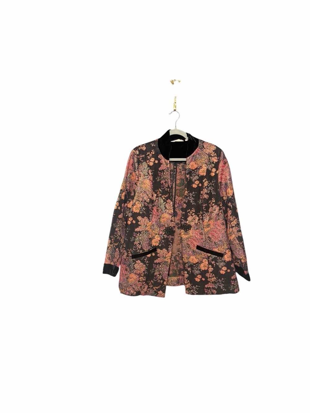 Soft Surroundings Westbury Garden Black Floral Velvet Embroidered Jacket